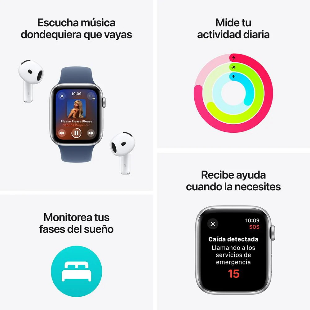 Apple Watch SE GPS • Caja de aluminio color medianoche de 40 mm • Correa deportiva color medianoche - M/L - Image 3