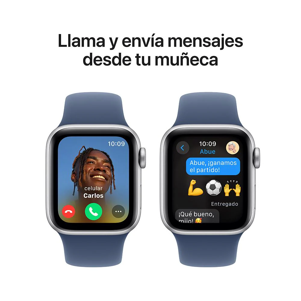 Apple Watch SE GPS • Caja de aluminio color plata de 40 mm • Correa deportiva azul denim - S/M - Image 4
