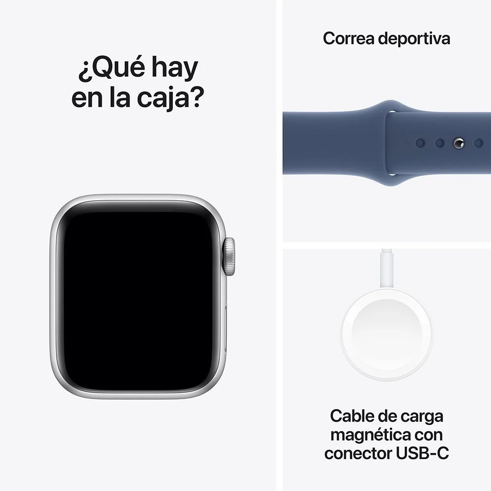 Apple Watch SE GPS • Caja de aluminio color plata de 40 mm • Correa deportiva azul denim - M/L - Image 7