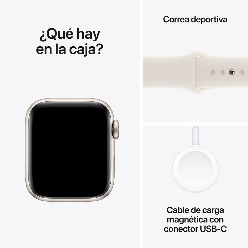 Apple Watch SE GPS • Caja de aluminio blanco estelar de 40 mm • Correa deportiva blanco estelar - M/L - Image 7