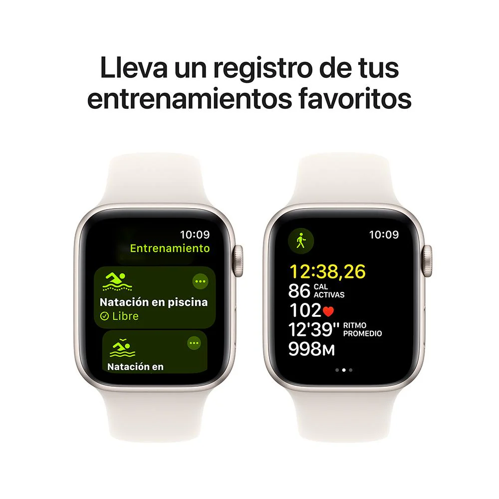 Apple Watch SE GPS • Caja de aluminio blanco estelar de 44 mm • Correa deportiva blanco estelar - S/M - Image 6