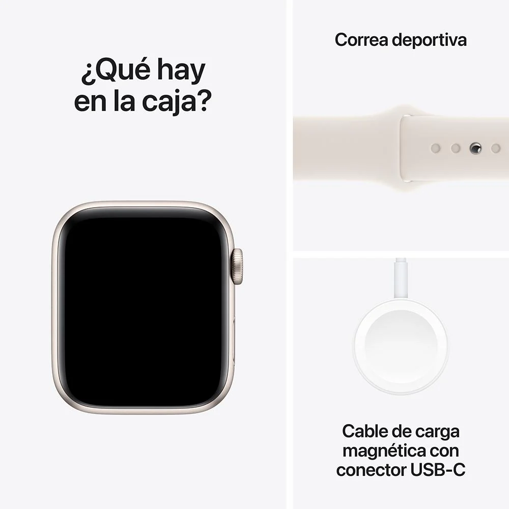 Apple Watch SE GPS • Caja de aluminio blanco estelar de 44 mm • Correa deportiva blanco estelar - M/L - Image 7