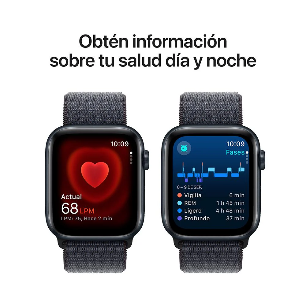 Apple Watch SE GPS • Caja de aluminio color medianoche de 44 mm • Correa loop deportiva color tinta - Image 5