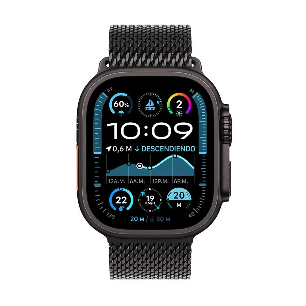 Apple Watch Ultra 2 GPS + Cellular • Caja de titanio negro de 49 mm • Correa estilo milanés de titanio negro - Mediana - Image 2
