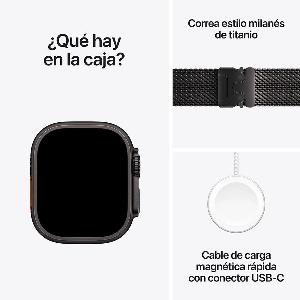 Apple Watch Ultra 2 GPS + Cellular • Caja de titanio negro de 49 mm • Correa estilo milanés de titanio negro - Grande - Image 9