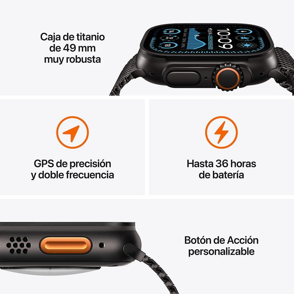 Apple Watch Ultra 2 GPS + Cellular • Caja de titanio natural de 49 mm • Correa Ocean azul marino - Image 3