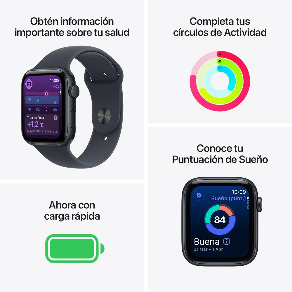 Apple Watch SE 3 GPS • Caja de aluminio color medianoche de 40 mm • Correa deportiva color medianoche - S/M - Image 3
