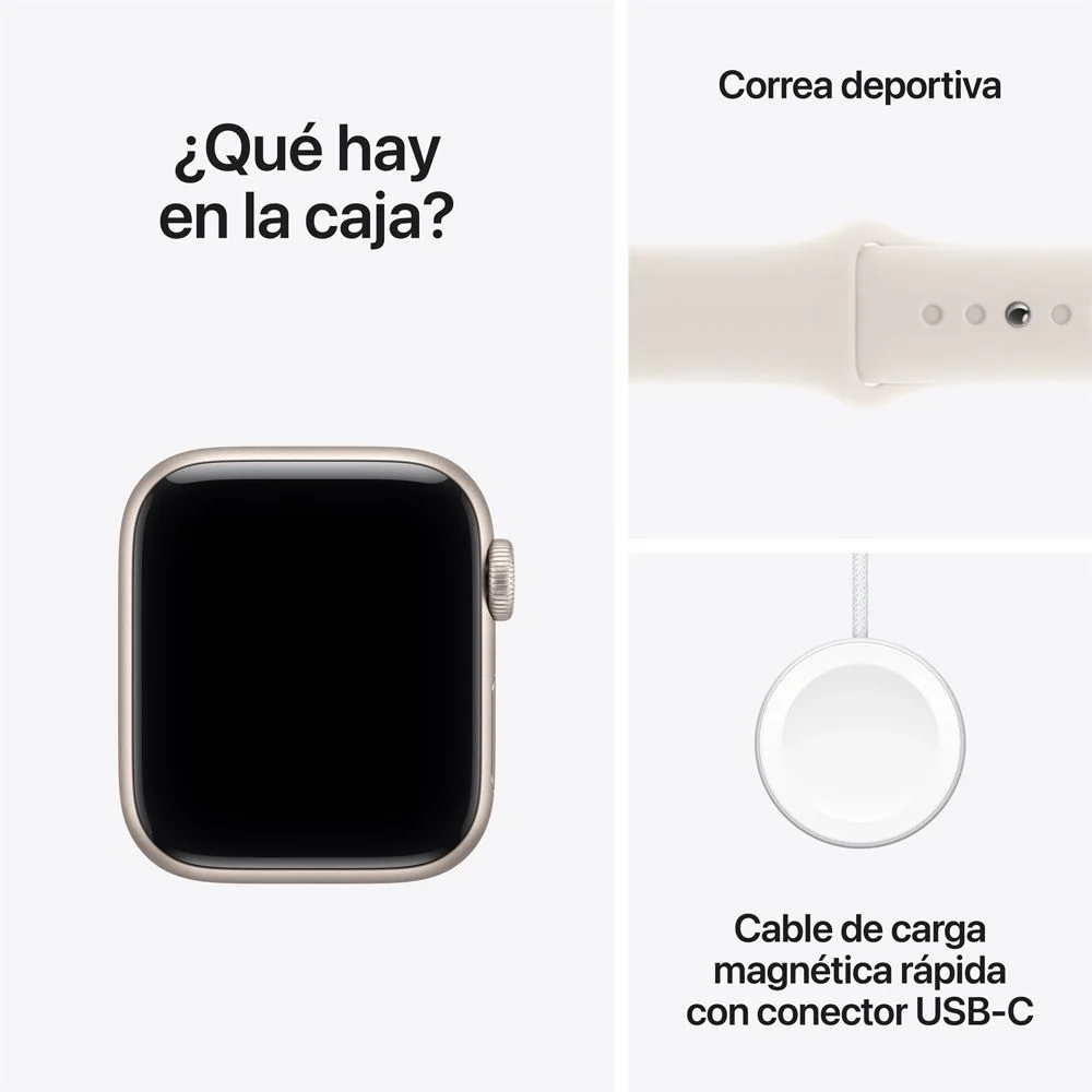 Apple Watch SE 3 GPS • Caja de aluminio blanco estelar de 44 mm • Correa deportiva blanco estelar - M/L - Image 8