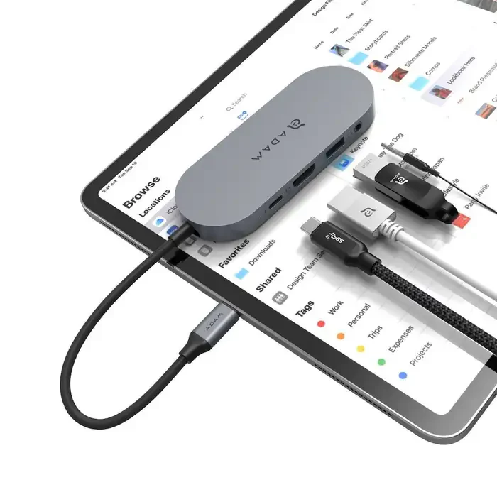 Multipuerto HUB ADAM ELEMENTS USB-C 4 en 1 SSD - Gris metalico - Image 2