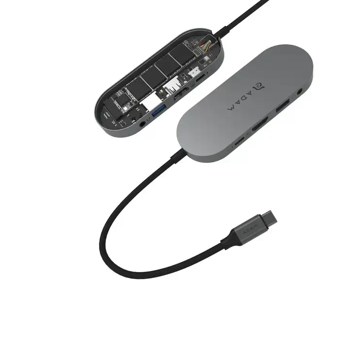 Multipuerto HUB ADAM ELEMENTS USB-C 4 en 1 SSD - Gris metalico - Image 4