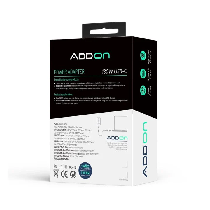 ADAPTADOR ADD ON DE PARED 130W GaN 4 PUERTOS - Image 6