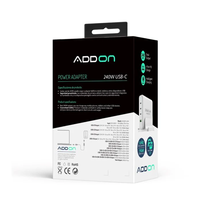 ADAPTADOR ADD ON DE PARED 240W GaN 4 PUERTOS - Image 5