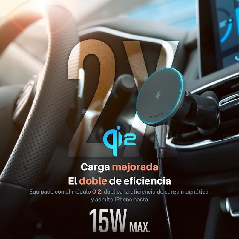 ADAPTADOR DE CARRRO ADAM ELEMENTS CQ1 MAGNETICO QI2 BLACK - Image 3