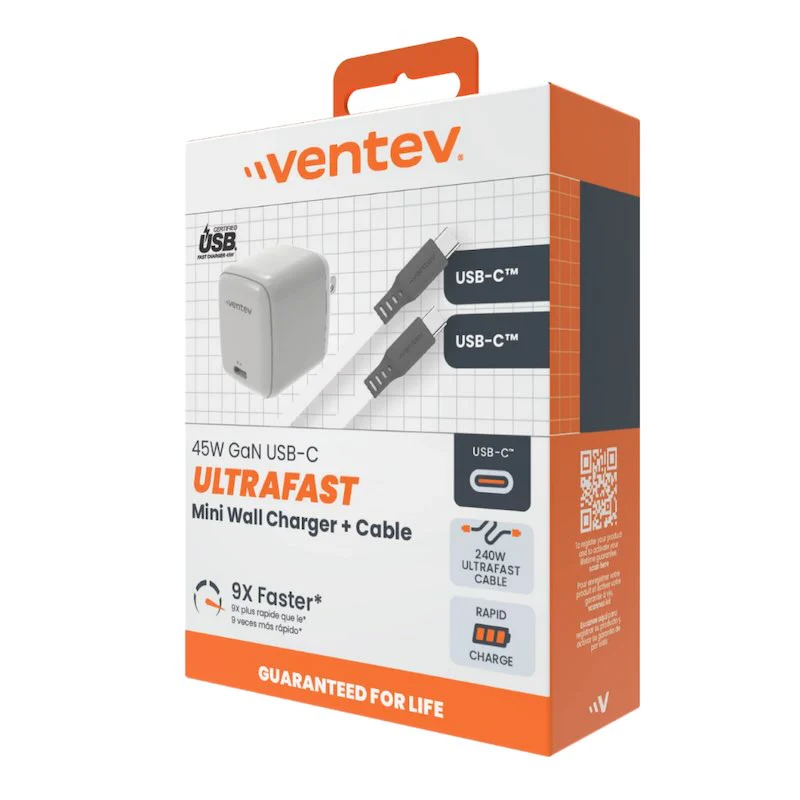 ADAPTADOR VENTEV DE PARED 45W + CABLE DE CARGA 240W USB-C - Image 2