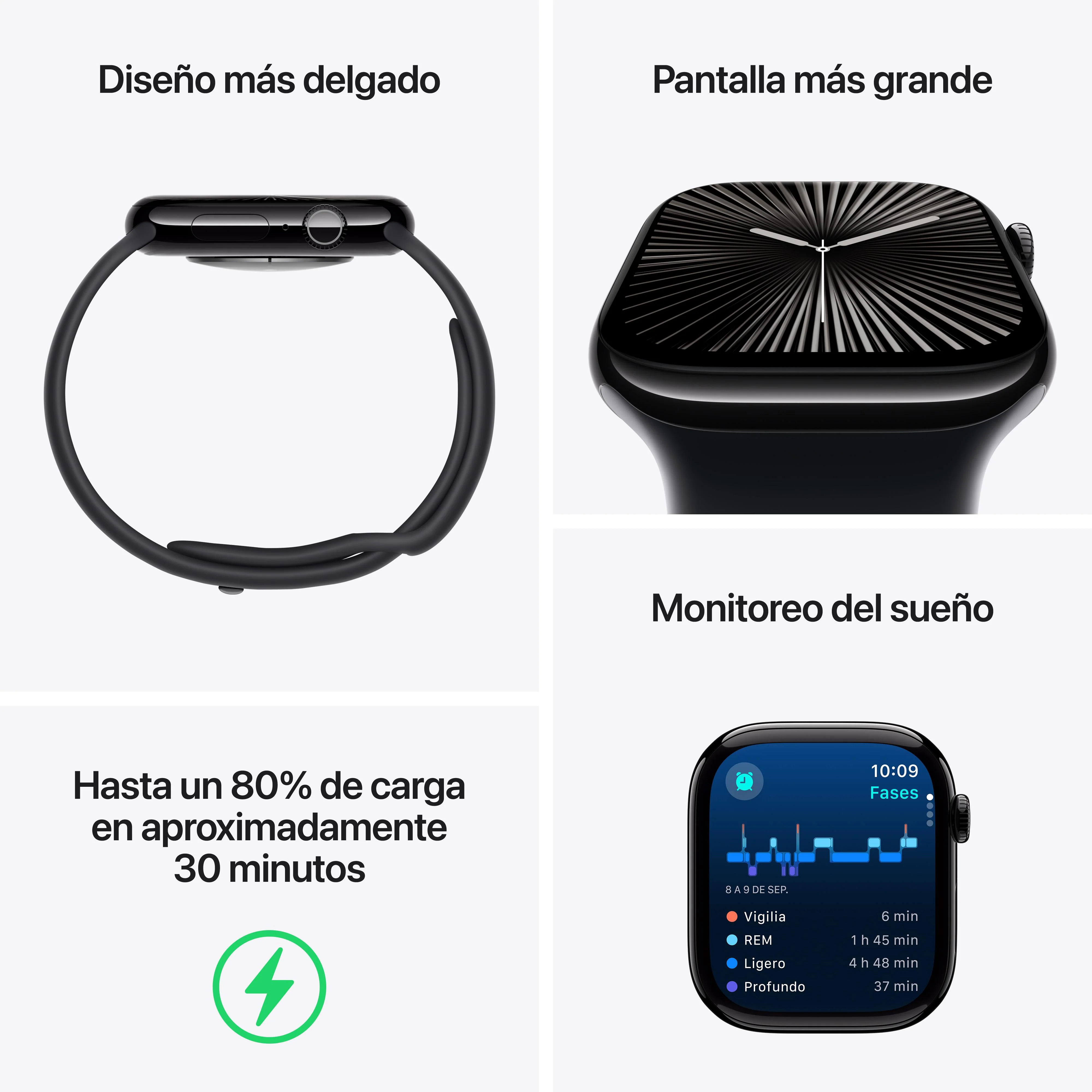 Apple Watch Series 10 GPS • Caja de aluminio color plata de 42 mm • Correa deportiva azul denim - S/M - Image 3
