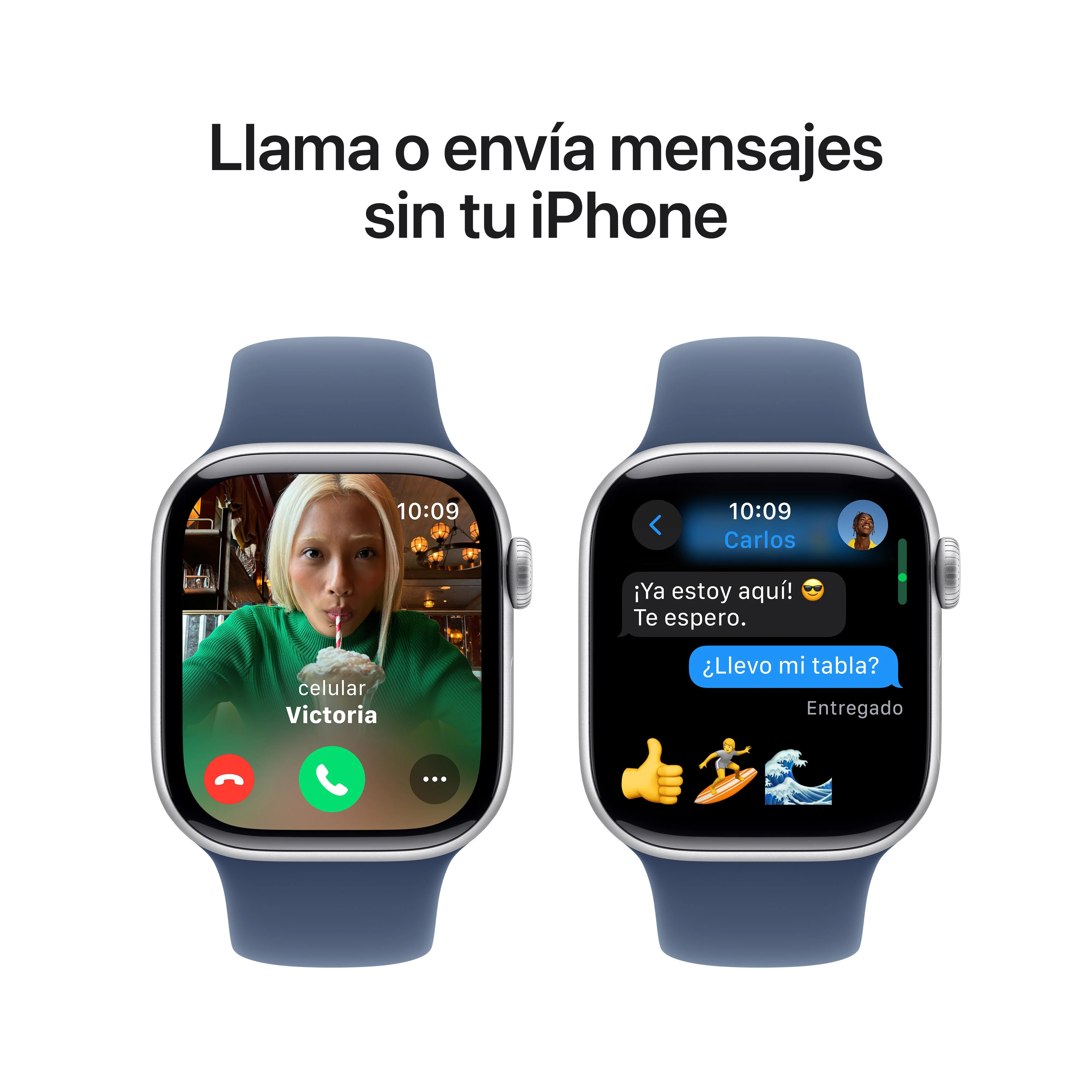 Apple Watch Series 10 GPS • Caja de aluminio color plata de 42 mm • Correa deportiva azul denim - S/M - Image 7