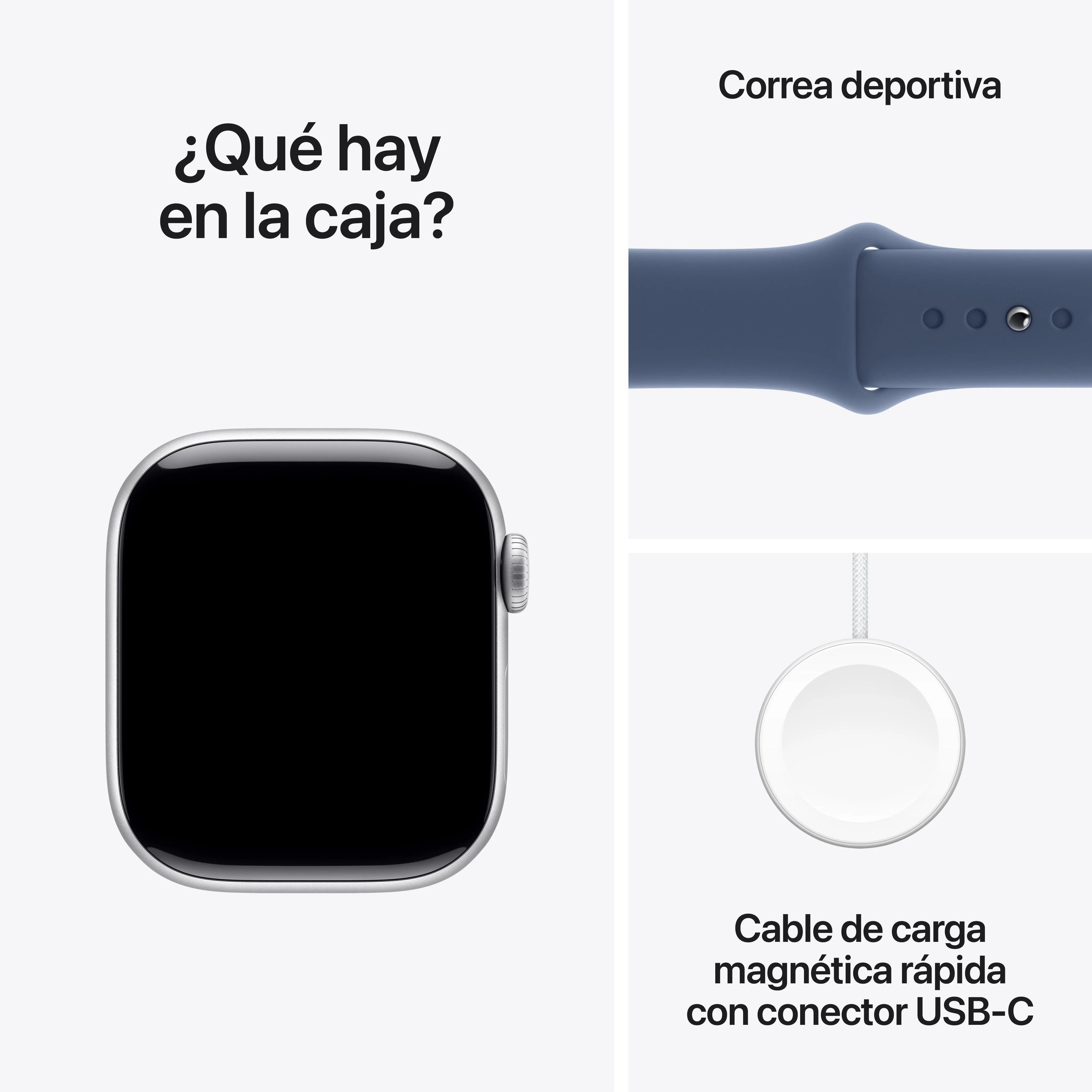 Apple Watch Series 10 GPS • Caja de aluminio color plata de 42 mm • Correa deportiva azul denim - S/M - Image 9