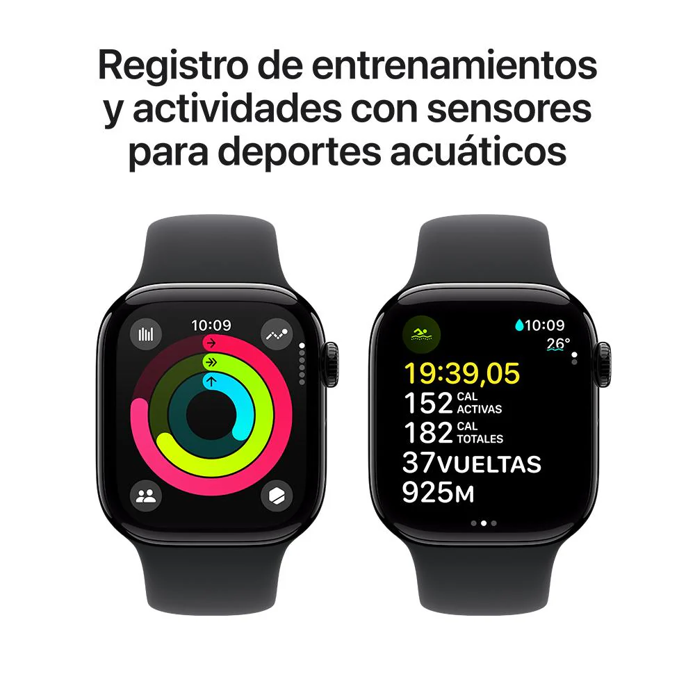 Apple Watch Series 10 GPS • Caja de aluminio negro azabache de 42 mm • Correa deportiva negra - M/L - Image 4