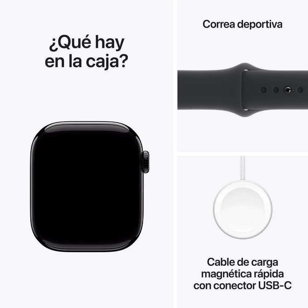 Apple Watch Series 10 GPS • Caja de aluminio negro azabache de 42 mm • Correa deportiva negra - M/L - Image 9