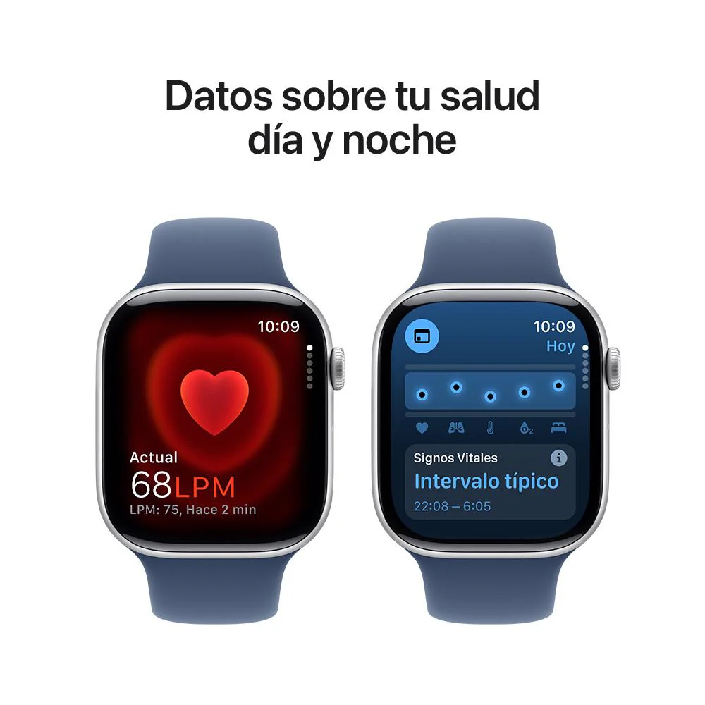 Apple Watch Series 10 GPS • Caja de aluminio color plata de 46 mm • Correa deportiva azul denim - M/L - Image 5