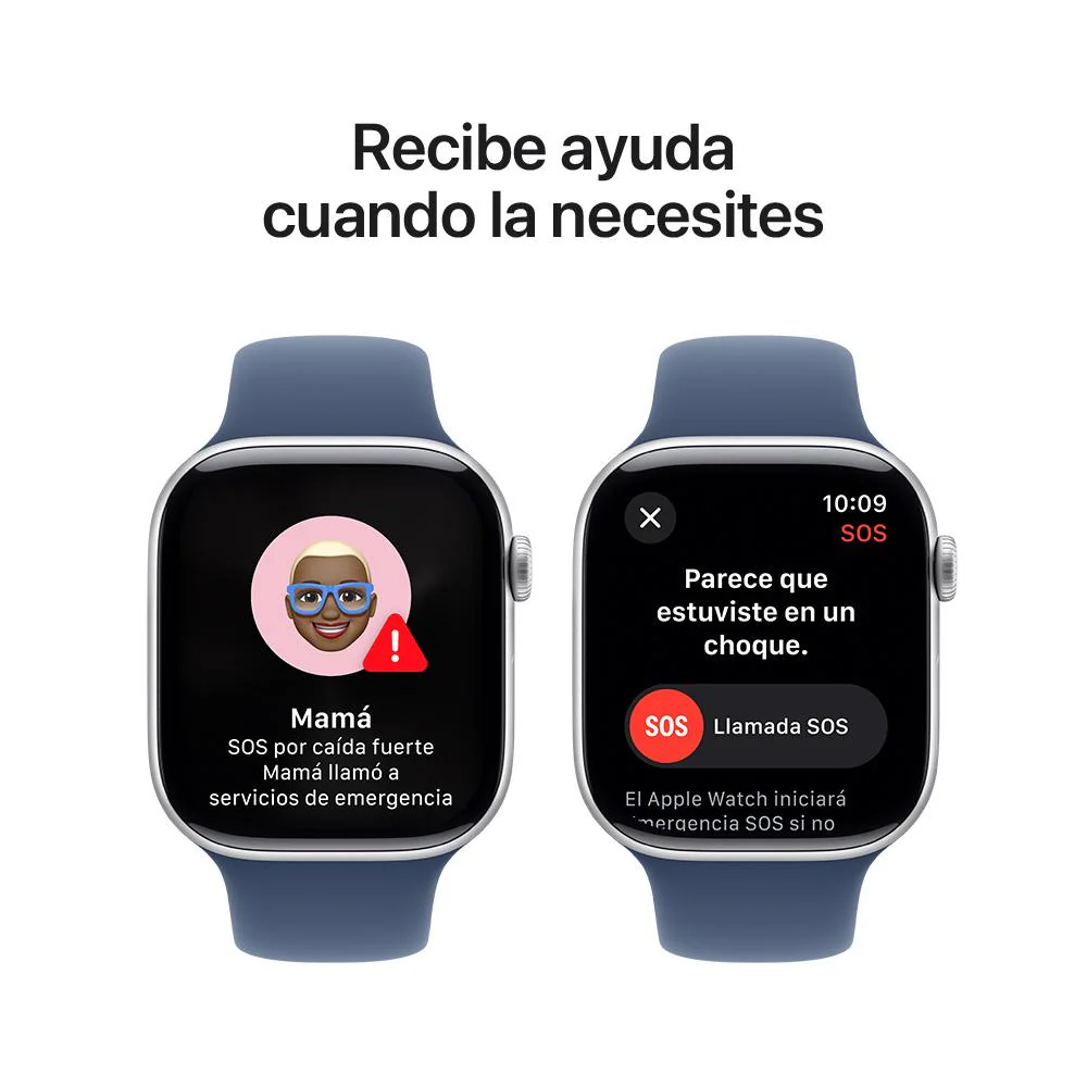 Apple Watch Series 10 GPS • Caja de aluminio color plata de 46 mm • Correa deportiva azul denim - M/L - Image 6