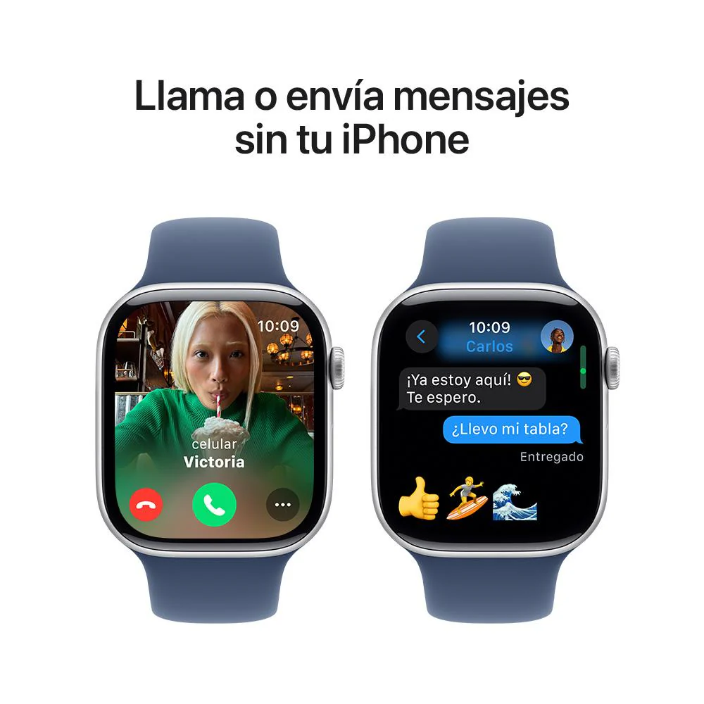 Apple Watch Series 10 GPS • Caja de aluminio color plata de 46 mm • Correa deportiva azul denim - M/L - Image 7