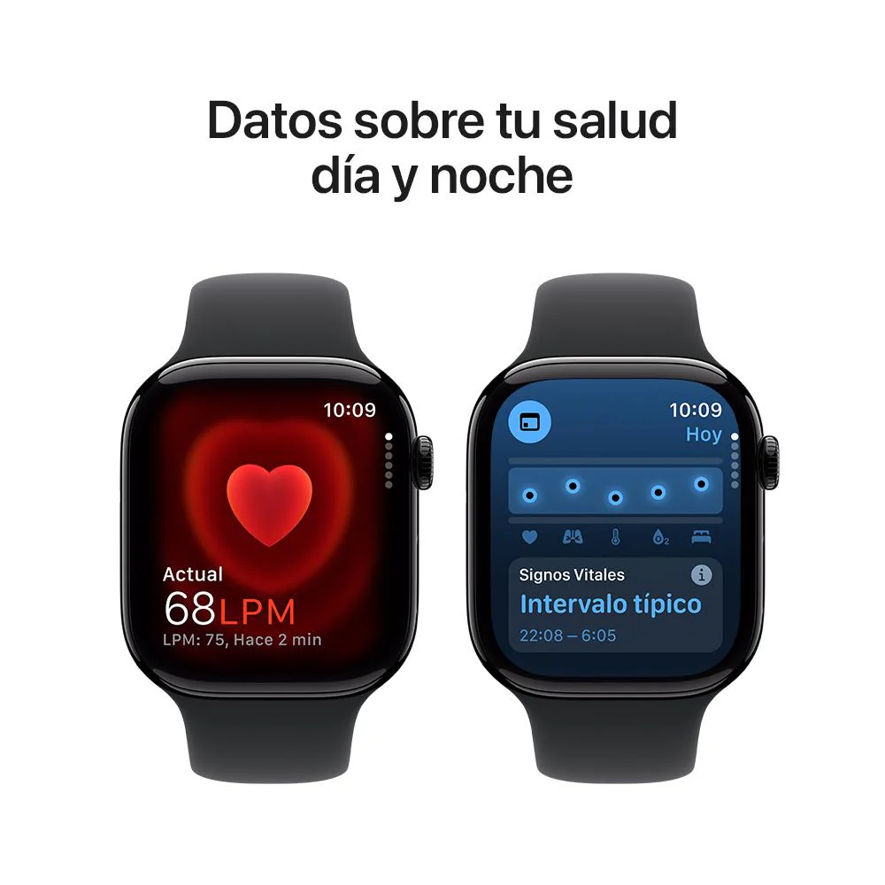 Apple Watch Series 10 GPS • Caja de aluminio negro azabache de 46 mm • Correa deportiva negra - S/M - Image 5