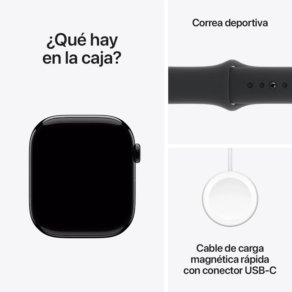 Apple Watch Series 10 GPS • Caja de aluminio negro azabache de 46 mm • Correa deportiva negra - M/L - Image 9