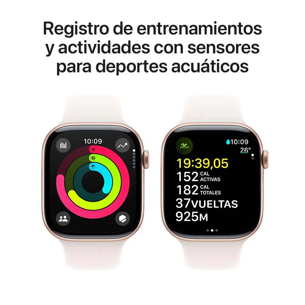 Apple Watch Series 10 GPS • Caja de aluminio color oro rosa de 46 mm • Correa deportiva rosa rubor - M/L - Image 4