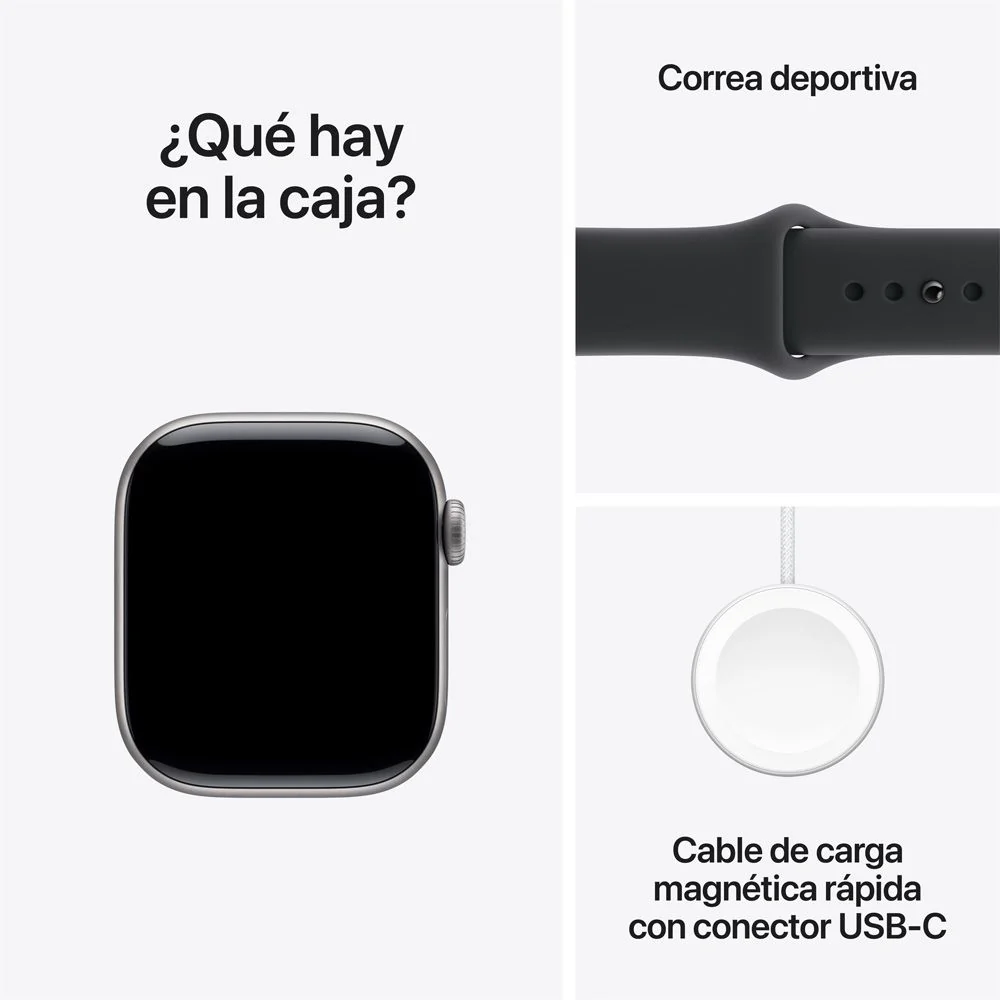 Apple Watch Series 11 GPS • Caja de aluminio gris espacial de 42 mm • Correa deportiva negra – S/M - Image 8
