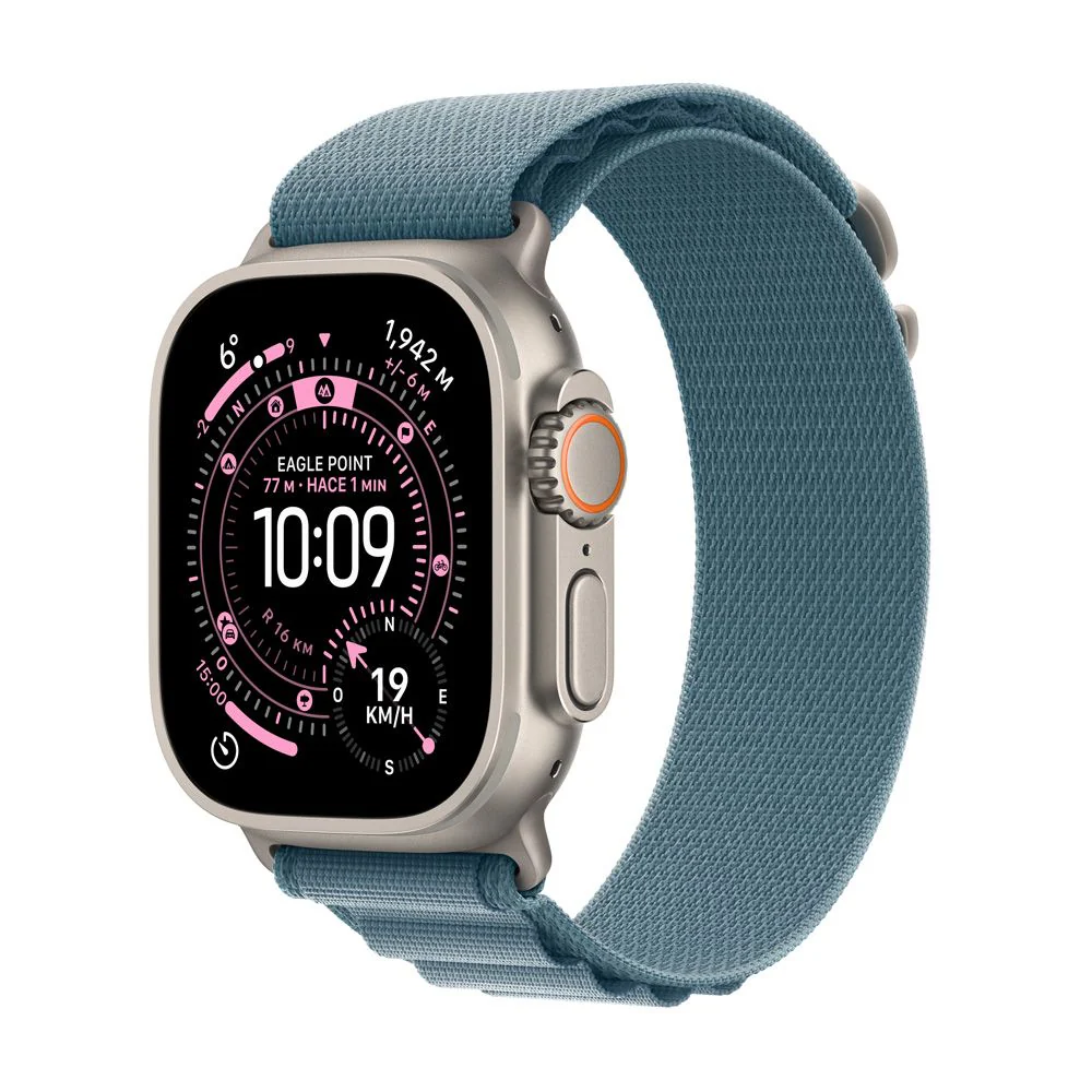 Apple Watch Ultra 3 GPS + Cellular • Caja de titanio natural de 49 mm • Correa Alpine azul claro - M