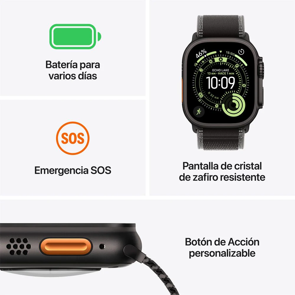 Apple Watch Ultra 3 GPS + Cellular • Caja de titanio natural de 49 mm • Correa Alpine azul claro - M - Image 3