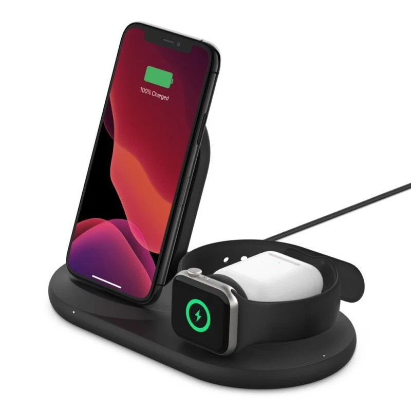 Base De Carga Stand Inalámbrica Belkin Qi 7.5w / 3 En 1 - Negro - Image 4