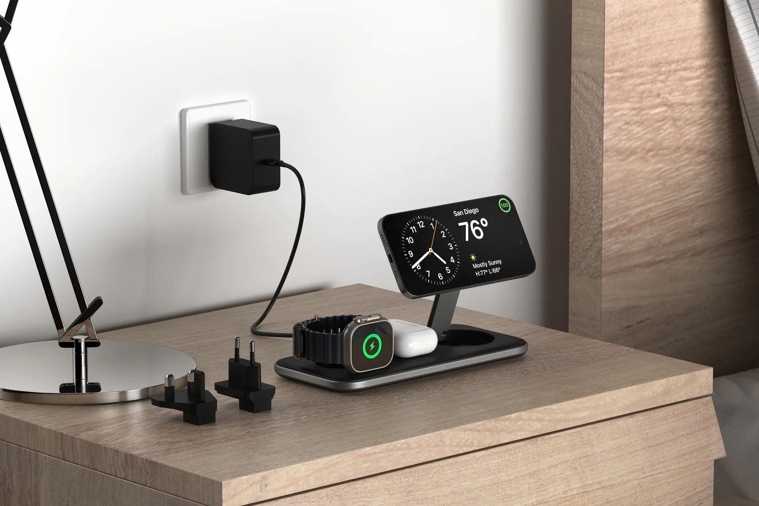 BASE DE CARGA SATECHI TRIO 3 EN 1 QI2 MAGSAFE SPACE GRAY - Image 2