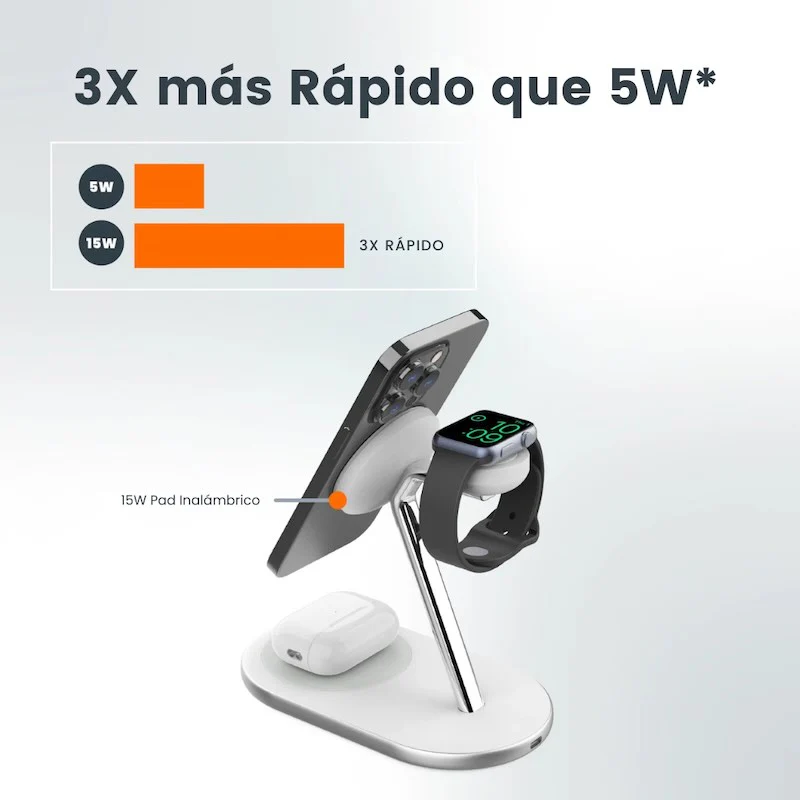 BASE DE CARGA VENTEV 3 EN 1 Qi2 15W MAGSAFE WHITE - Image 3