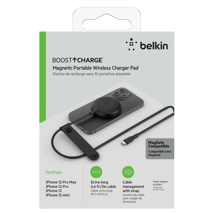 Base Magnética Belkin Compatible MagSafe Para Todos iPhone 12/13/14 - AirPods Case inalámbrico - 7.5w+Cargador 20w - Negro - Image 4