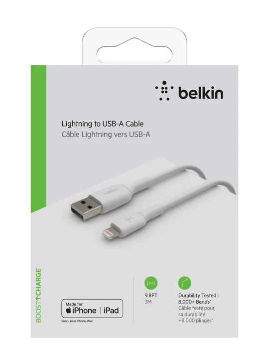 Cable Belkin USB-A a Lightning - 3M - Mixit - Blanco - Image 4
