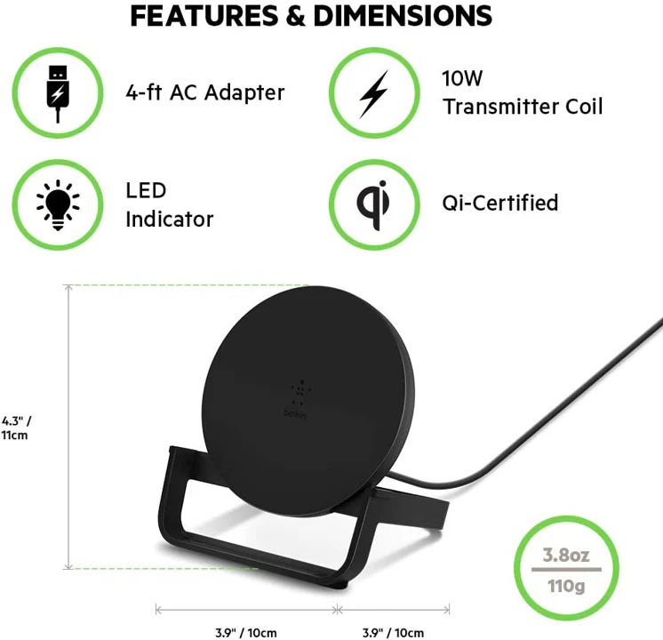 Soporte de Carga Inalámbrico BELKIN de 10W - Negro - Image 4