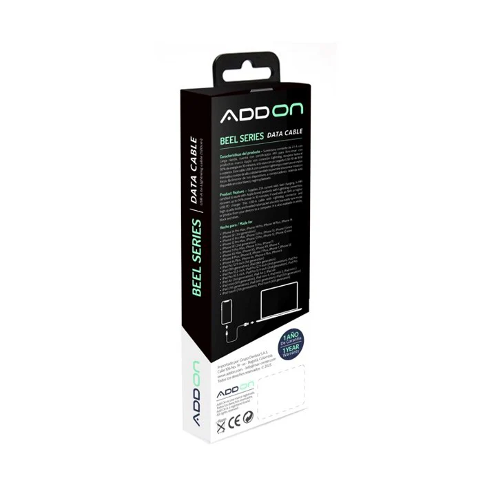 CABLE DE CARGA ADD ON USBA/LIGHTNING 2M - BLACK - Image 3