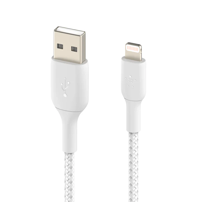Cable Belkin Braided USB-A a Lightning - Blanco - Image 2