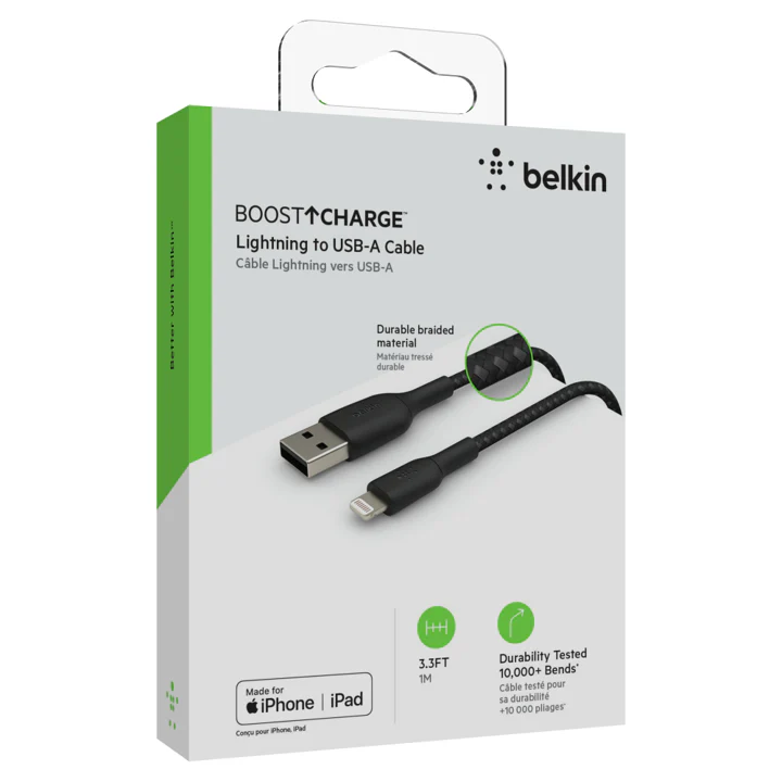 Cable Belkin USB-A a Lightning - 1M - Trenzado - Negro - Image 4