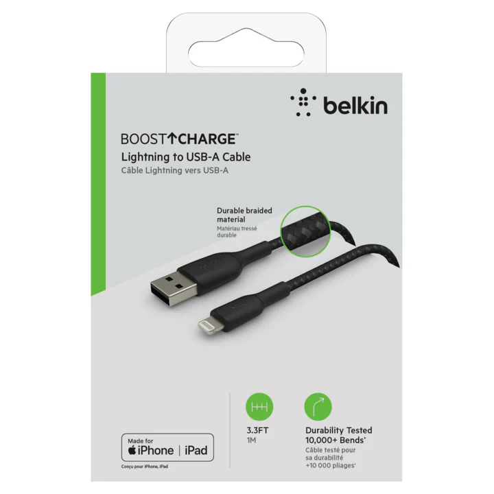 Cable Belkin USB-A a Lightning - 1M - Trenzado - Negro - Image 5