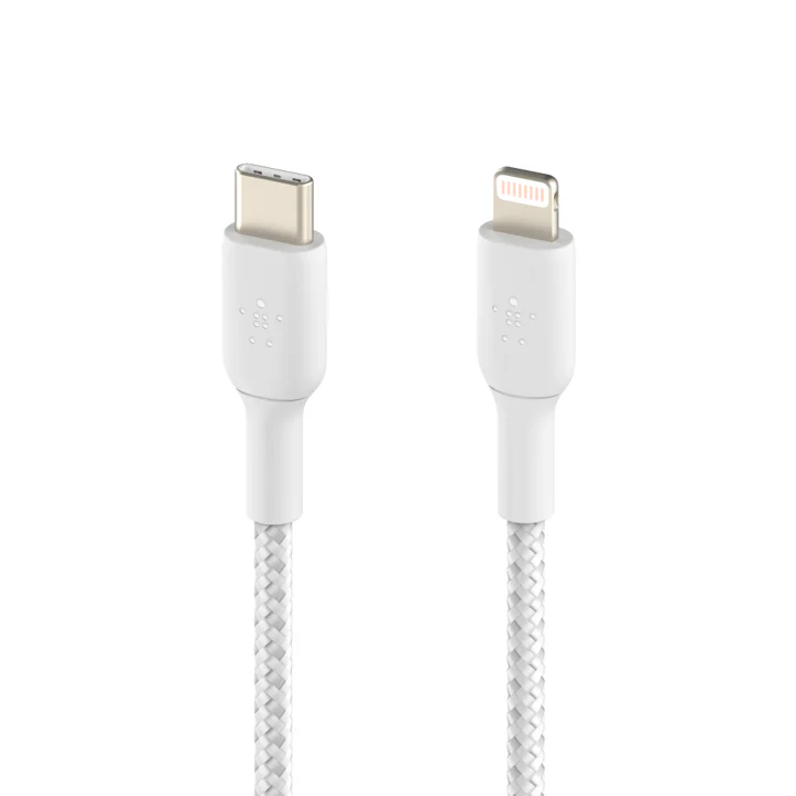 Cable Belkin USB-C a Lightning - 1M - Trenzado - Blanco - Image 3