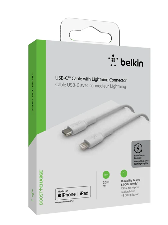 Cable Belkin USB-C a Lightning - 1M - Mixit - Blanco - Image 5