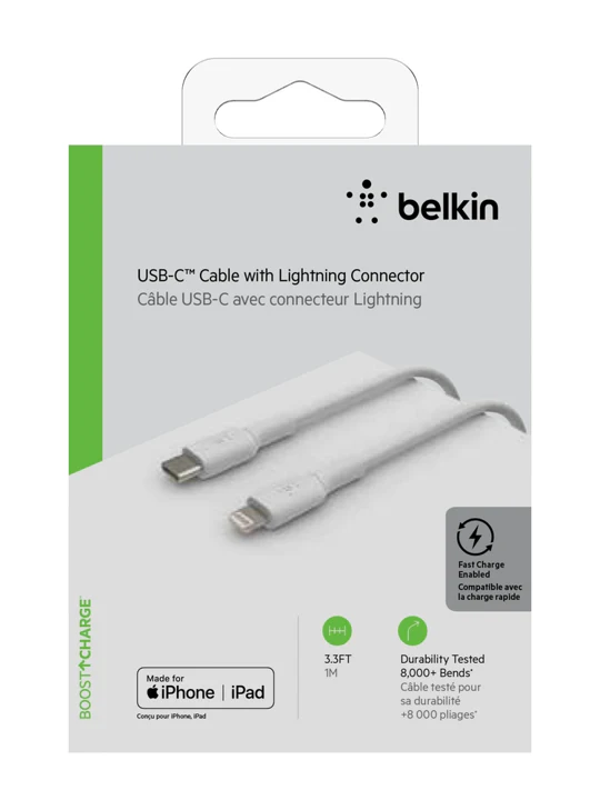 Cable Belkin USB-C a Lightning - 1M - Mixit - Blanco - Image 6