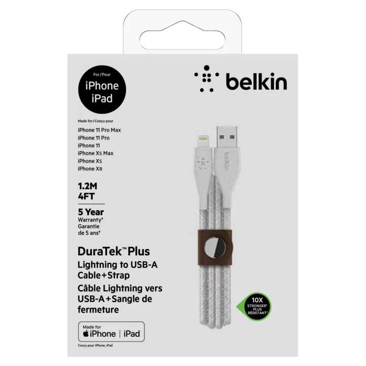 Cable Belkin USB-A a Lightning - 1.2M - DuraTek Plus - Blanco - Image 6