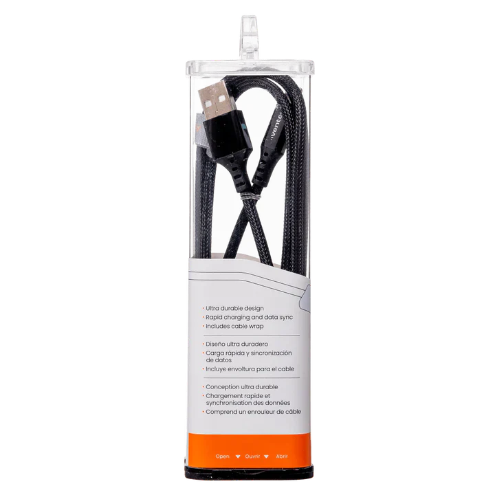 Cable de Aleacion Ventev de USB-A a Lightning de 4 pies - Negro Azabache - Image 3