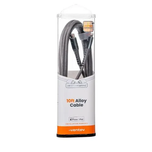 Cable de aleación Ventev USB-C a Lightning de 10 pies - Acero - Image 3