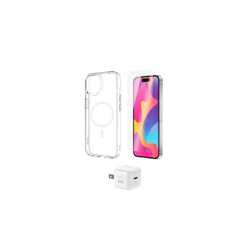 CASE QDOS STARTER PACK IPHONE 15+ADAPTADOR 20W+PROTEC PANTALLA - Image 2