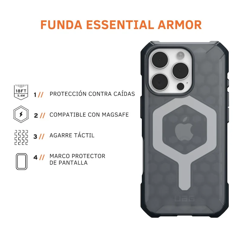 CASE UAG ESSENTIAL ARMOR IPH 16 PR GRY - Image 3